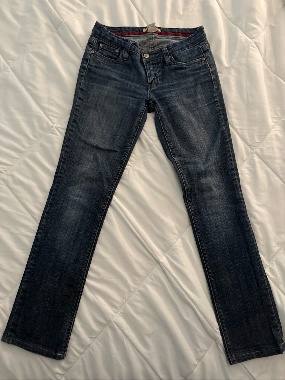 Women's Dark Wash Slim Straight Jeans - Blue
